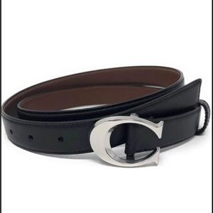 Coach black leather silver C Hardware Belt